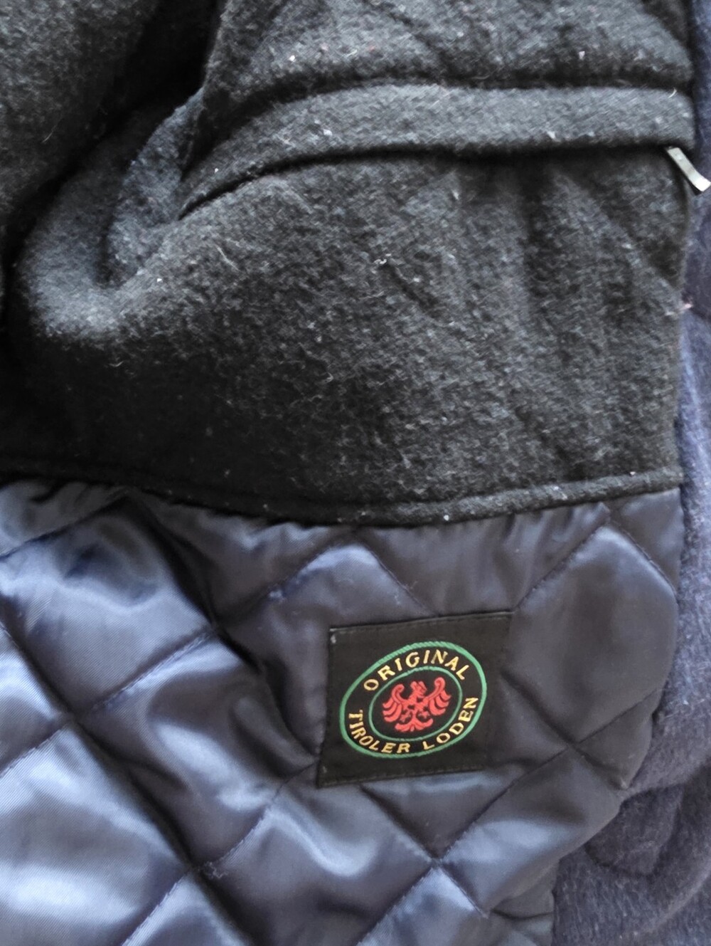 Vintage Lands End Navy Original Tiroler Loden Toggle Coat w/Hood Size M - Picture 8 of 16